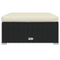 vidaXL Poggiapiedi da Giardino con Cuscino Nero 70x70x30 cm Polyrattan