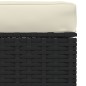 vidaXL Poggiapiedi da Giardino con Cuscino Nero 70x70x30 cm Polyrattan