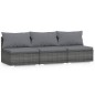 vidaXL Divano a 3 Posti con Cuscini in Polyrattan Grigio vidaXL Divano a 3 Posti con Cuscini in Polyrattan Grigio
