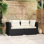 vidaXL Divano a 2 Posti con Cuscini in Polyrattan Nero vidaXL Divano a 2 Posti con Cuscini in Polyrattan Nero