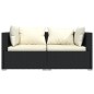 vidaXL Divano a 2 Posti con Cuscini in Polyrattan Nero vidaXL Divano a 2 Posti con Cuscini in Polyrattan Nero
