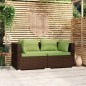 vidaXL Divano a 2 Posti con Cuscini in Polyrattan Marrone vidaXL Divano a 2 Posti con Cuscini in Polyrattan Marrone