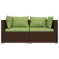 vidaXL Divano a 2 Posti con Cuscini in Polyrattan Marrone vidaXL Divano a 2 Posti con Cuscini in Polyrattan Marrone