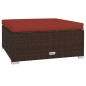 vidaXL Poggiapiedi Giardino con Cuscino Marrone 70x70x30 cm Polyrattan vidaXL Poggiapiedi Giardino con Cuscino Marrone 70x70x30 cm Polyrattan