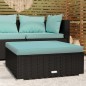vidaXL Poggiapiedi da Giardino con Cuscino Nero 70x70x30 cm Polyrattan vidaXL Poggiapiedi da Giardino con Cuscino Nero 70x70x30 cm Polyrattan