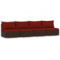 vidaXL Divano a 4 Posti con Cuscini in Polyrattan Marrone vidaXL Divano a 4 Posti con Cuscini in Polyrattan Marrone
