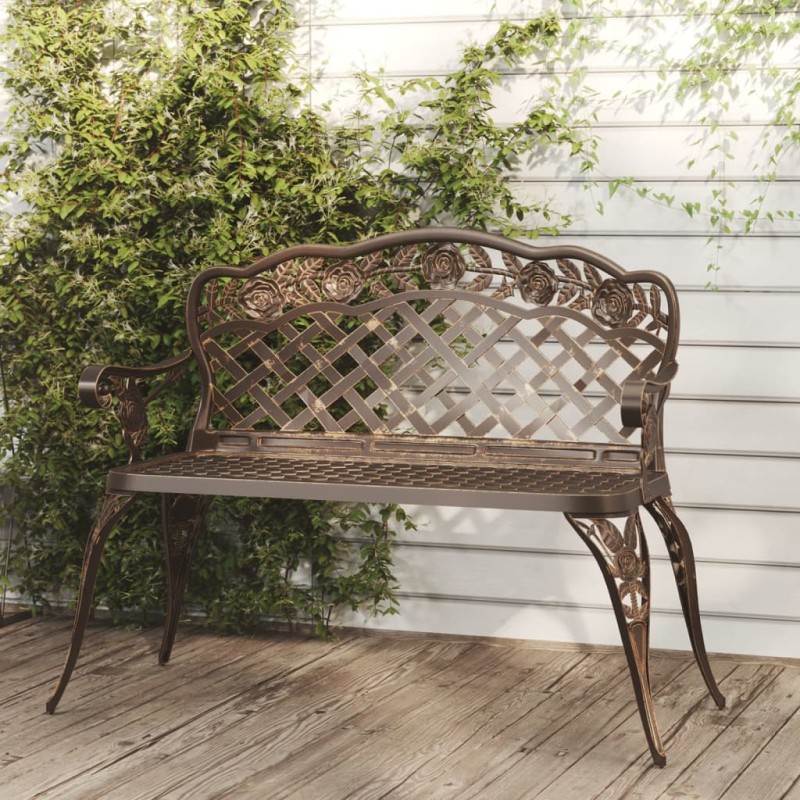 vidaXL Panchina da Giardino 108 cm in Alluminio Pressofuso Bronzo vidaXL Panchina da Giardino 108 cm in Alluminio Pressofuso Bronzo
