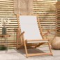 vidaXL Sdraio Pieghevole da Spiaggia in Legno Massello di Teak Crema vidaXL Sdraio Pieghevole da Spiaggia in Legno Massello di Teak Crema