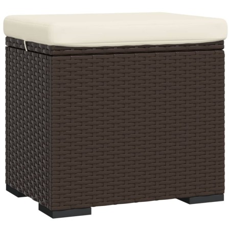 vidaXL Ottomana con Cuscino Marrone 40x30x40 cm in Polyrattan