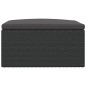 vidaXL Poggiapiedi da Giardino con Cuscino in Polyrattan Nero
