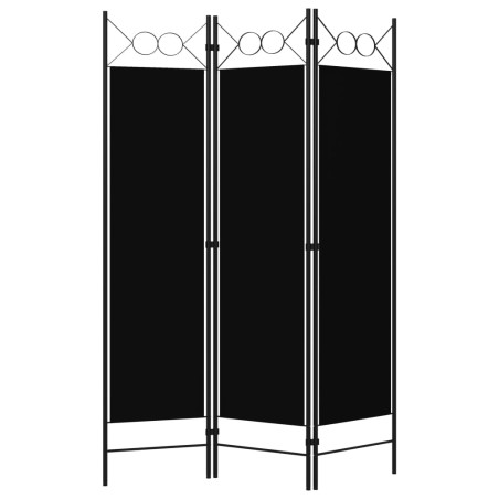 vidaXL Paravento a 3 Pannelli Nero 120x180 cm
