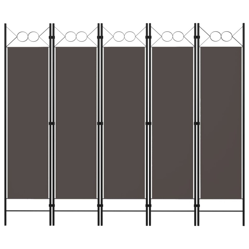 vidaXL Paravento a 5 Pannelli Antracite 200x180 cm vidaXL Paravento a 5 Pannelli Antracite 200x180 cm