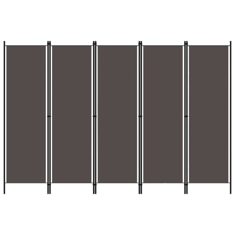 vidaXL Paravento a 5 Pannelli Antracite 250x180 cm vidaXL Paravento a 5 Pannelli Antracite 250x180 cm