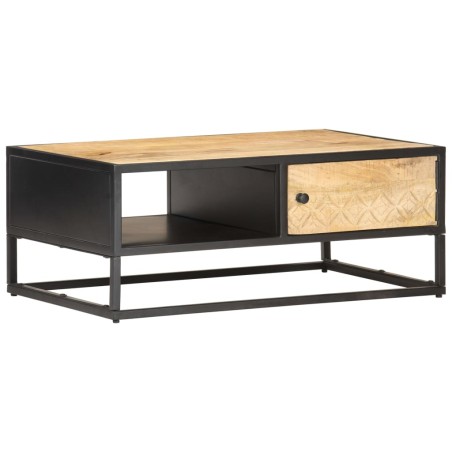 vidaXL Tavolino con Anta Intagliata 90x55x36 cm Legno di Mango Grezzo