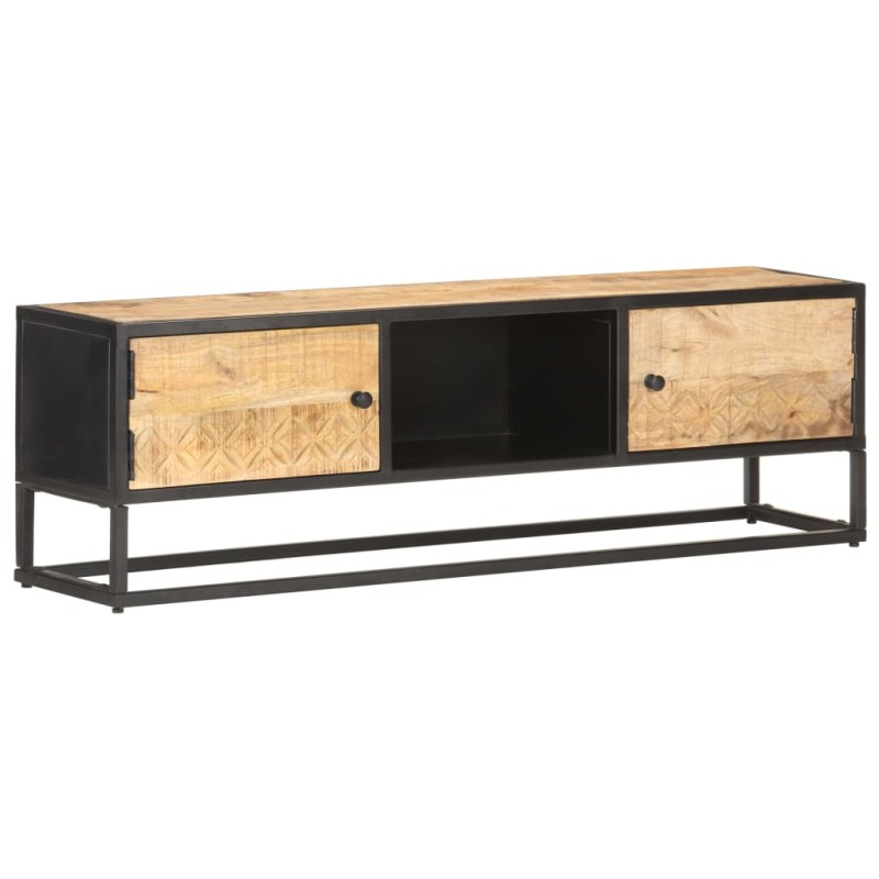 vidaXL Mobile Porta TV con Anta Intagliata 130x30x40cm in Mango Grezzo vidaXL Mobile Porta TV con Anta Intagliata 130x30x40cm in Mango Grezzo