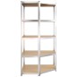 Scaffale Angolare Resistente 5 Strati Argento Acciaio e Legno Scaffale Angolare Resistente 5 Strati Argento Acciaio e Legno