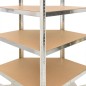 Scaffale Angolare Resistente 5 Strati Argento Acciaio e Legno Scaffale Angolare Resistente 5 Strati Argento Acciaio e Legno