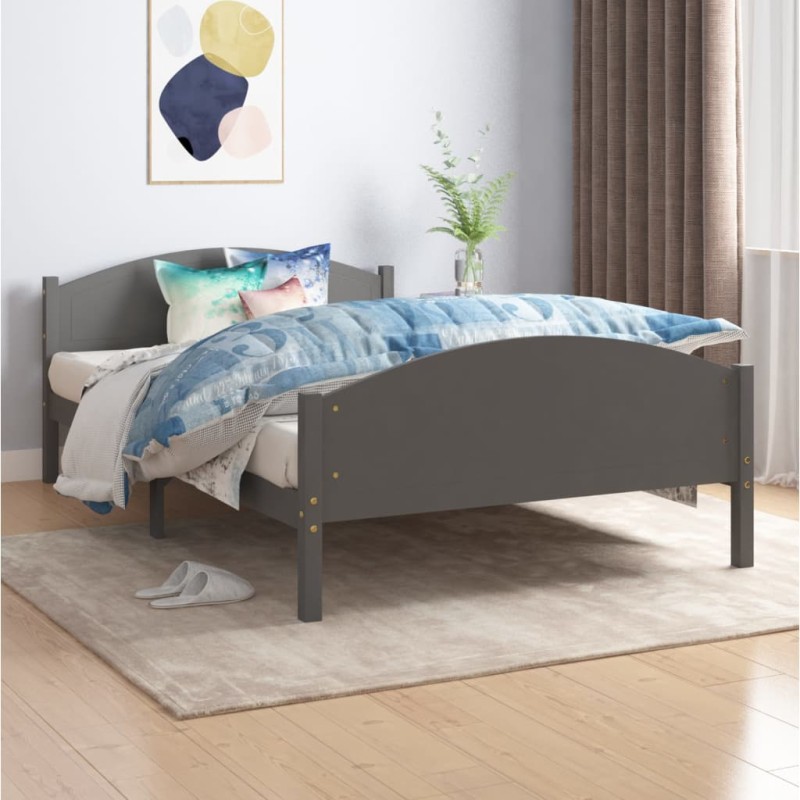 vidaXL Giroletto senza Materasso Grigio Scuro 120x200 cm Legno Pino vidaXL Giroletto senza Materasso Grigio Scuro 120x200 cm Legno Pino