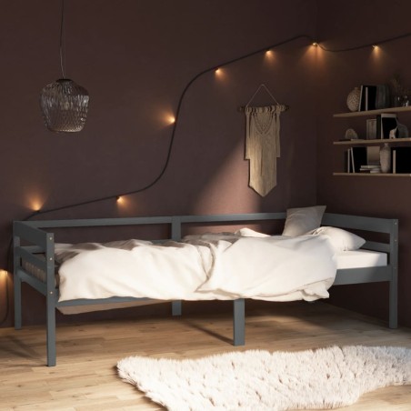 vidaXL Giroletto Grigio Scuro in Legno Massello di Pino 90x200 cm
