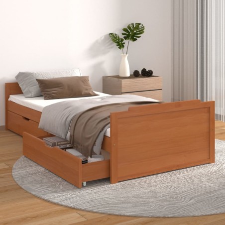 vidaXL Giroletto Miele con Cassetti Legno Massello di Pino 90x200 cm