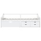 vidaXL Divano Letto 3 Posti con Cassetti Bianco Pino Massello 90x200cm vidaXL Divano Letto 3 Posti con Cassetti Bianco Pino Massello 90x200cm