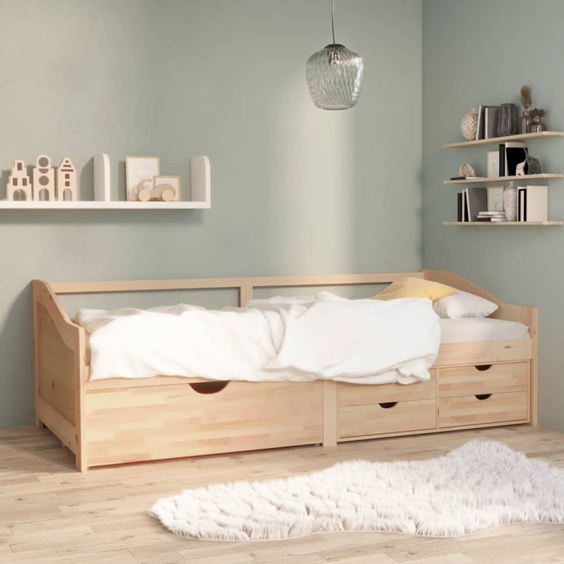 vidaXL Divano Letto 3 Posti con Cassetti in Pino Massello 90x200cm vidaXL Divano Letto 3 Posti con Cassetti in Pino Massello 90x200cm