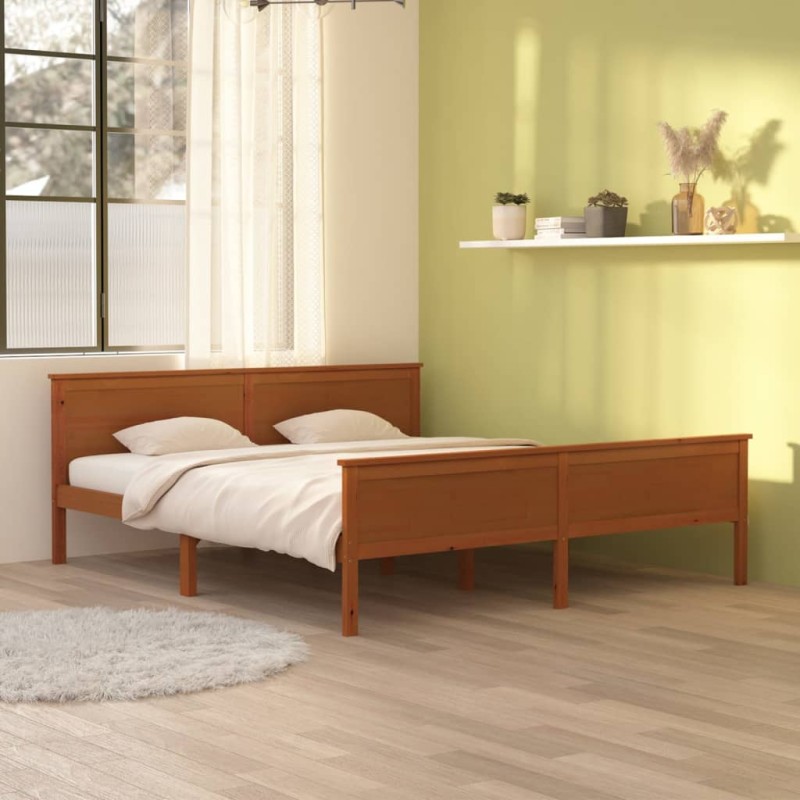 vidaXL Giroletto Marrone Miele in Legno Massello di Pino 180x200 cm vidaXL Giroletto Marrone Miele in Legno Massello di Pino 180x200 cm