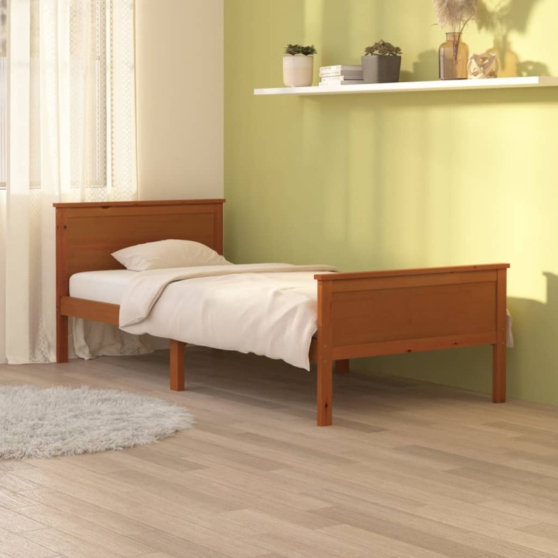 vidaXL Giroletto Marrone Miele in Legno Massello di Pino 90x200 cm vidaXL Giroletto Marrone Miele in Legno Massello di Pino 90x200 cm