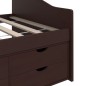 vidaXL Divano Letto 3 Posti e Cassetti Marrone Scuro in Pino 90x200cm vidaXL Divano Letto 3 Posti e Cassetti Marrone Scuro in Pino 90x200cm