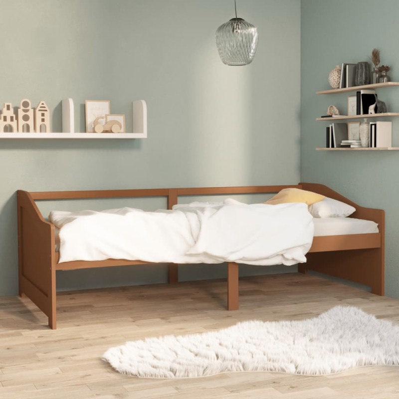 vidaXL Divano Letto a 3 Posti Miele in Legno Massello di Pino 90x200cm vidaXL Divano Letto a 3 Posti Miele in Legno Massello di Pino 90x200cm