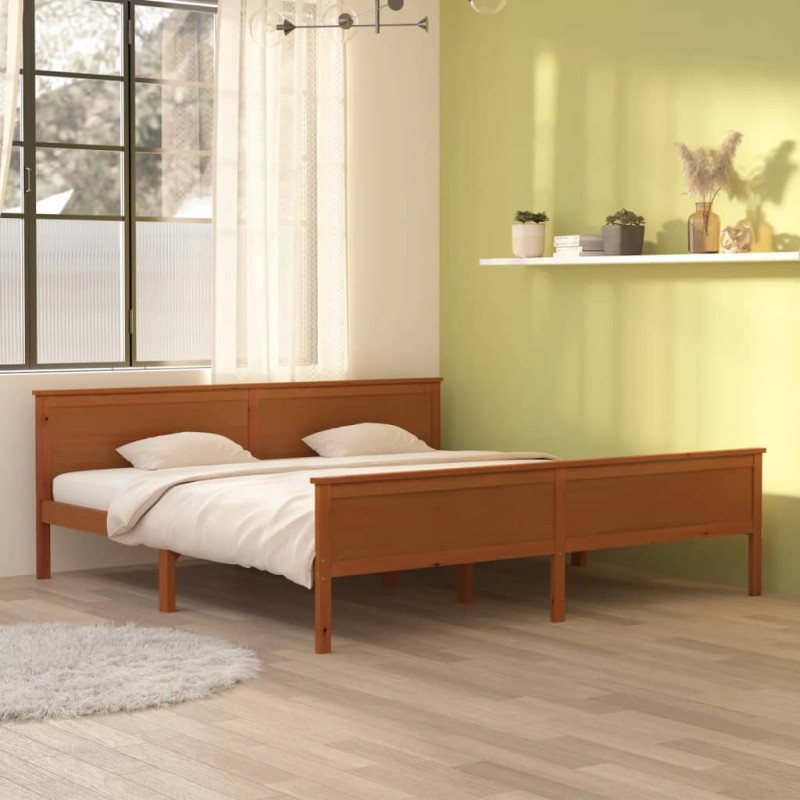 vidaXL Giroletto Marrone Miele in Legno Massello di Pino 200x200 cm