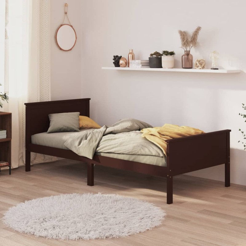 vidaXL Giroletto Marrone Scuro in Legno Massello di Pino 100x200 cm vidaXL Giroletto Marrone Scuro in Legno Massello di Pino 100x200 cm