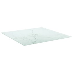 vidaXL Piano Tavolo Bianco 70x70 cm 6 mm Vetro Temperato Aspetto Marmo