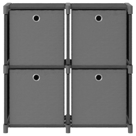 vidaXL Mensola con 4 Vani a Cubo e Scatole Grigia 69x30x72,5cm Tessuto