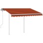 vidaXL Tenda da Sole Retrattile Manuale Pali 3x2,5 m Arancio Marrone