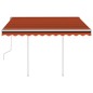 vidaXL Tenda da Sole Retrattile Manuale Pali 3x2,5 m Arancio Marrone