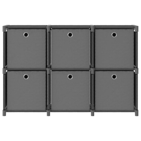 vidaXL Mensola con 6 Vani a Cubo Scatole Grigia 103x30x72,5 cm Tessuto