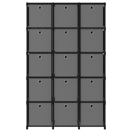 vidaXL Mensola con 15 Scatole a Cubo Nera 103x30x175,5 cm in Tessuto