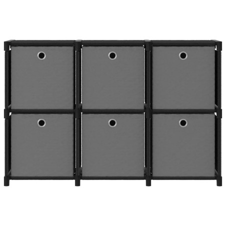 vidaXL Mensola con 6 Vani a Cubo e Scatole Nera 103x30x72,5 cm Tessuto
