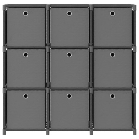 vidaXL Mensola con 9 Scatole a Cubo Grigia 103x30x107,5 cm in Tessuto
