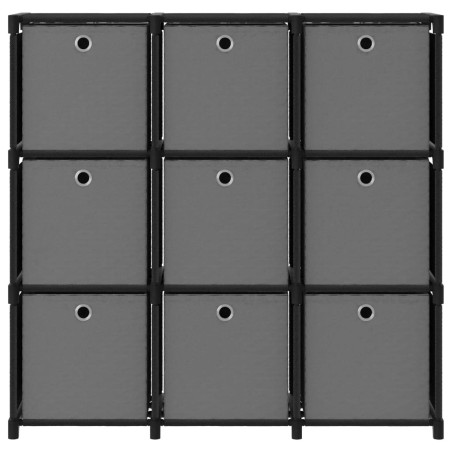 vidaXL Mensola con 9 Vani a Cubo e Scatole Nera 103x30x72,5 cm Tessuto