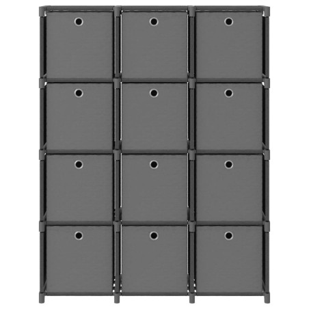 vidaXL Mensola con 12 Scatole a Cubo Grigia 103x30x141 cm in Tessuto