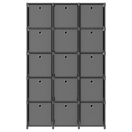 vidaXL Mensola con 15 Scatole a Cubo Grigia 103x30x175,5 cm in Tessuto
