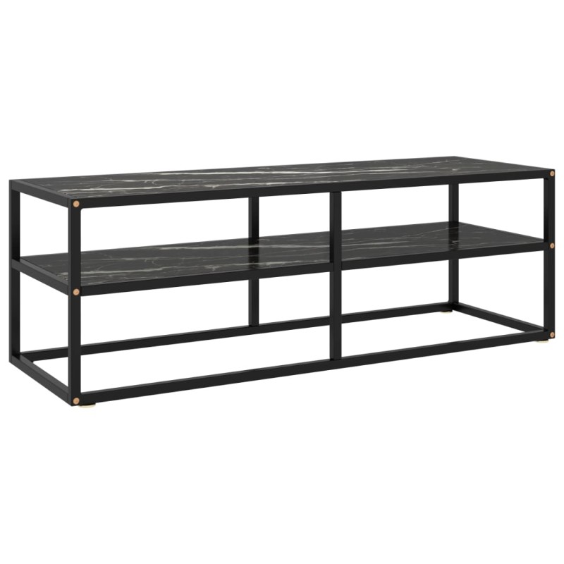 vidaXL Mobile Porta TV Nero con Vetro Marmo Nero 120x40x40 cm vidaXL Mobile Porta TV Nero con Vetro Marmo Nero 120x40x40 cm