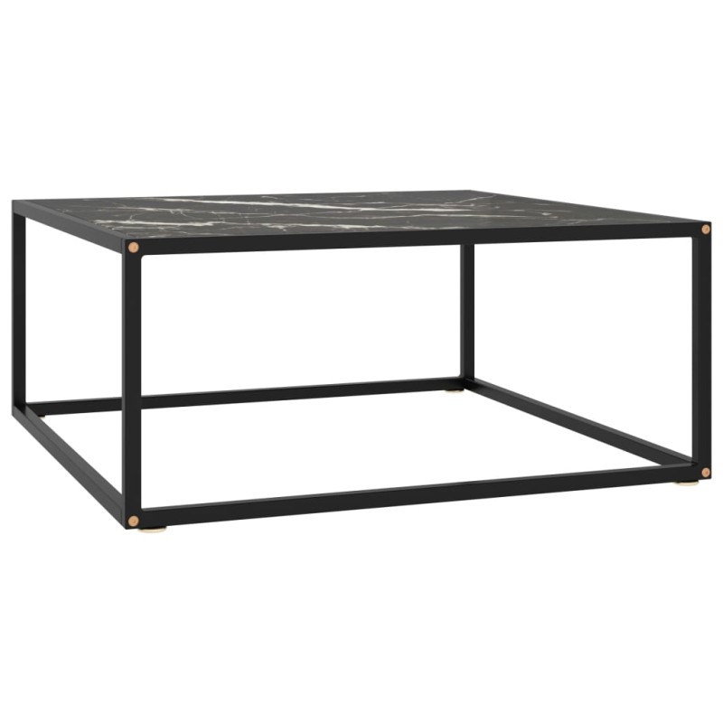 vidaXL Tavolino da Salotto Nero con Vetro Marmo Nero 80x80x35 cm vidaXL Tavolino da Salotto Nero con Vetro Marmo Nero 80x80x35 cm