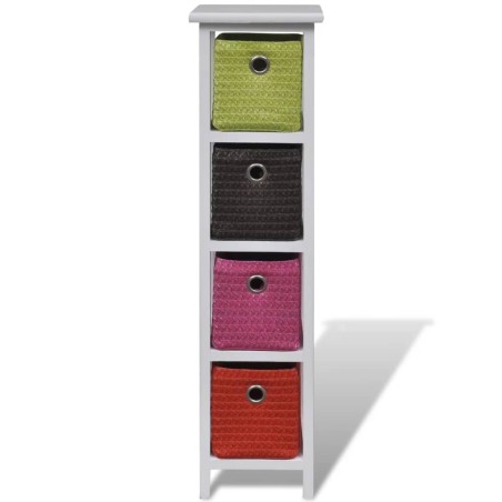 vidaXL Mobiletto con Cestini Multicolori in Legno di Paulownia 