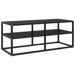 vidaXL Mobile Porta TV Nero con Vetro Nero 100x40x40 cm 