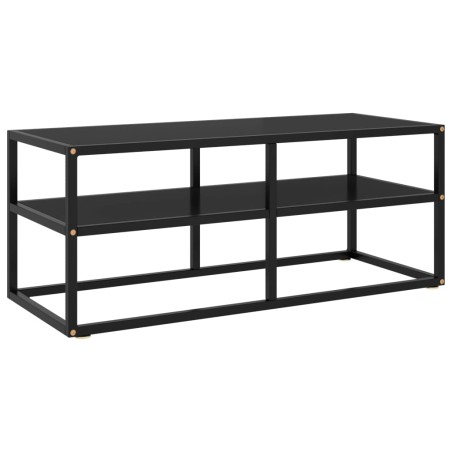 vidaXL Mobile Porta TV Nero con Vetro Nero 100x40x40 cm 