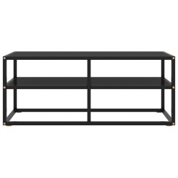 vidaXL Mobile Porta TV Nero con Vetro Nero 100x40x40 cm 
