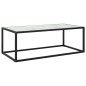 vidaXL Tavolino da Salotto Nero con Vetro Marmo Bianco 100x50x35 cm 